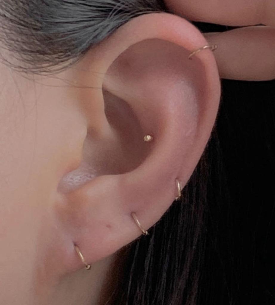 14K 금 미니 링 피어싱 초미니 귓바퀴 화이트