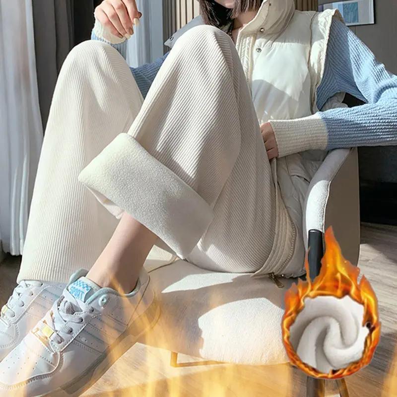 융털 기모 발열 코듀로이 와이드 밴딩 팬츠