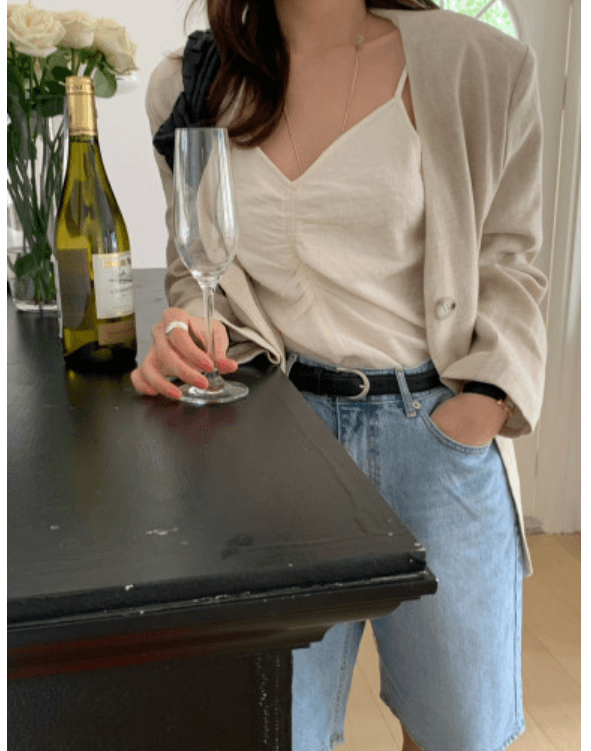 리버티 엠보 셔링 뷔스티에 탑 3col