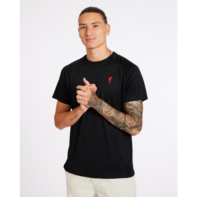 LFC Adults Black Embroidered Liverbird Tee