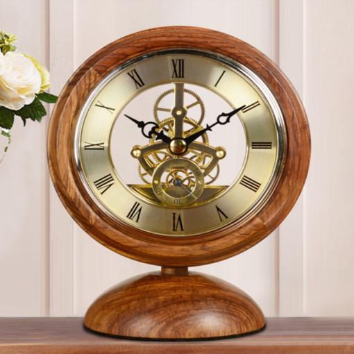 투명 태엽 협탁 탁상 시계 원목 앤티크 감성
