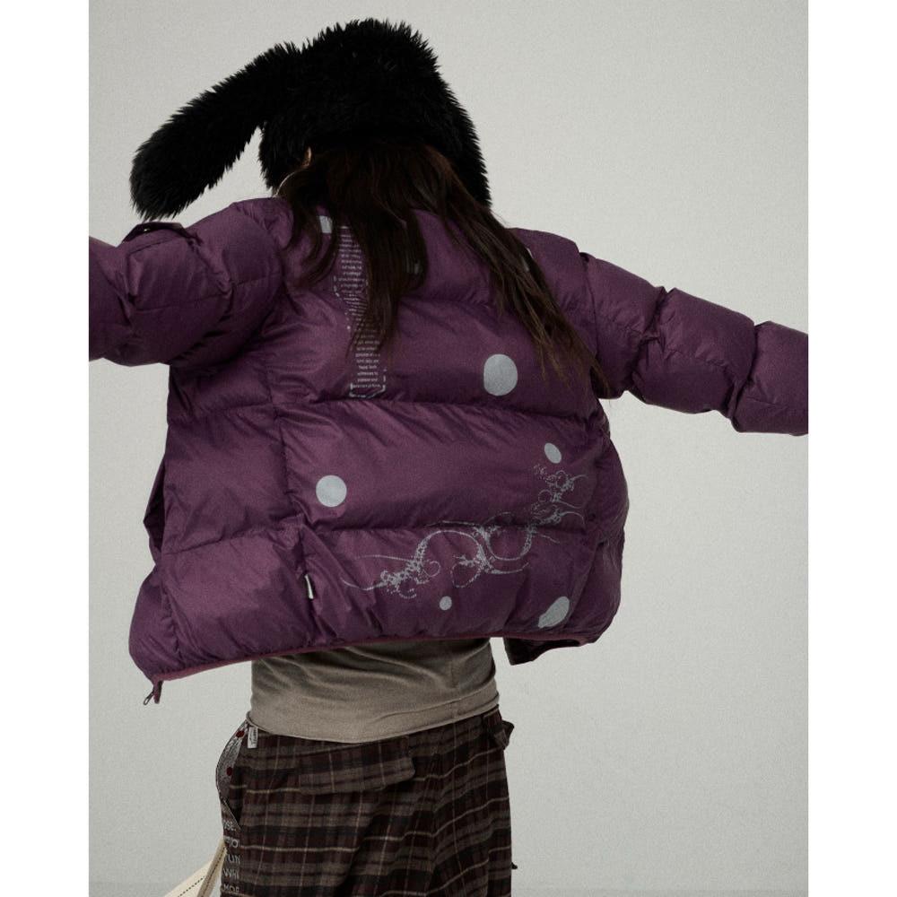 ACHIHARA 아치하라 잠바 버블검 프린트 패딩 후드넥 점퍼