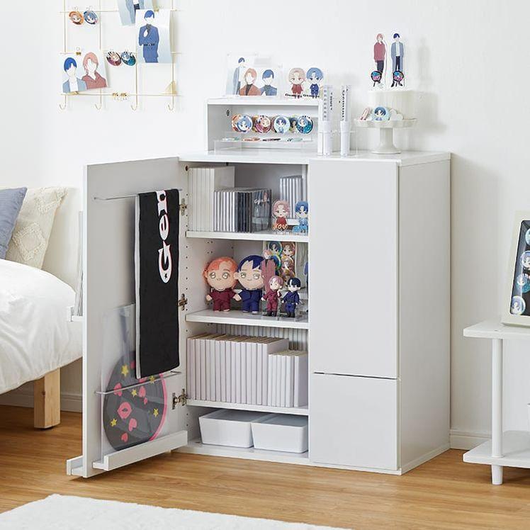 [幅75] 推し活収納 グッズ収納 漫画収納 大容量 木製 ロータイプ シェルフ