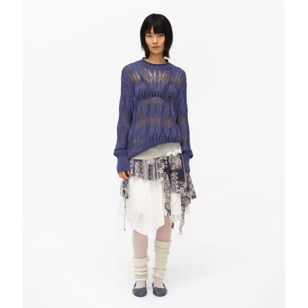 OINIMI 니트 그물 스웨터 릴렉스 니트 스웨터 구디즈월드