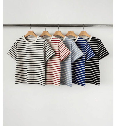 에이블앤코 탄탄핏 썸띵 단가라 스트라이프 반팔 티셔츠 able co