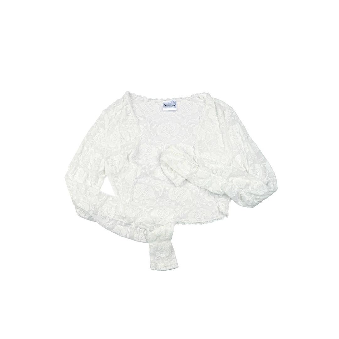 shirring lace bolero {white}