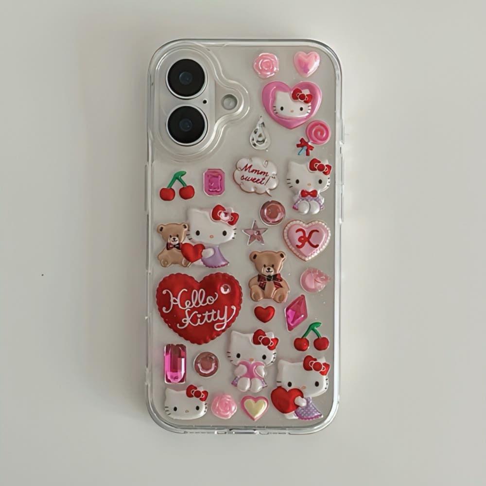 아이폰 17 투명 글리터 키티 키치 케이스