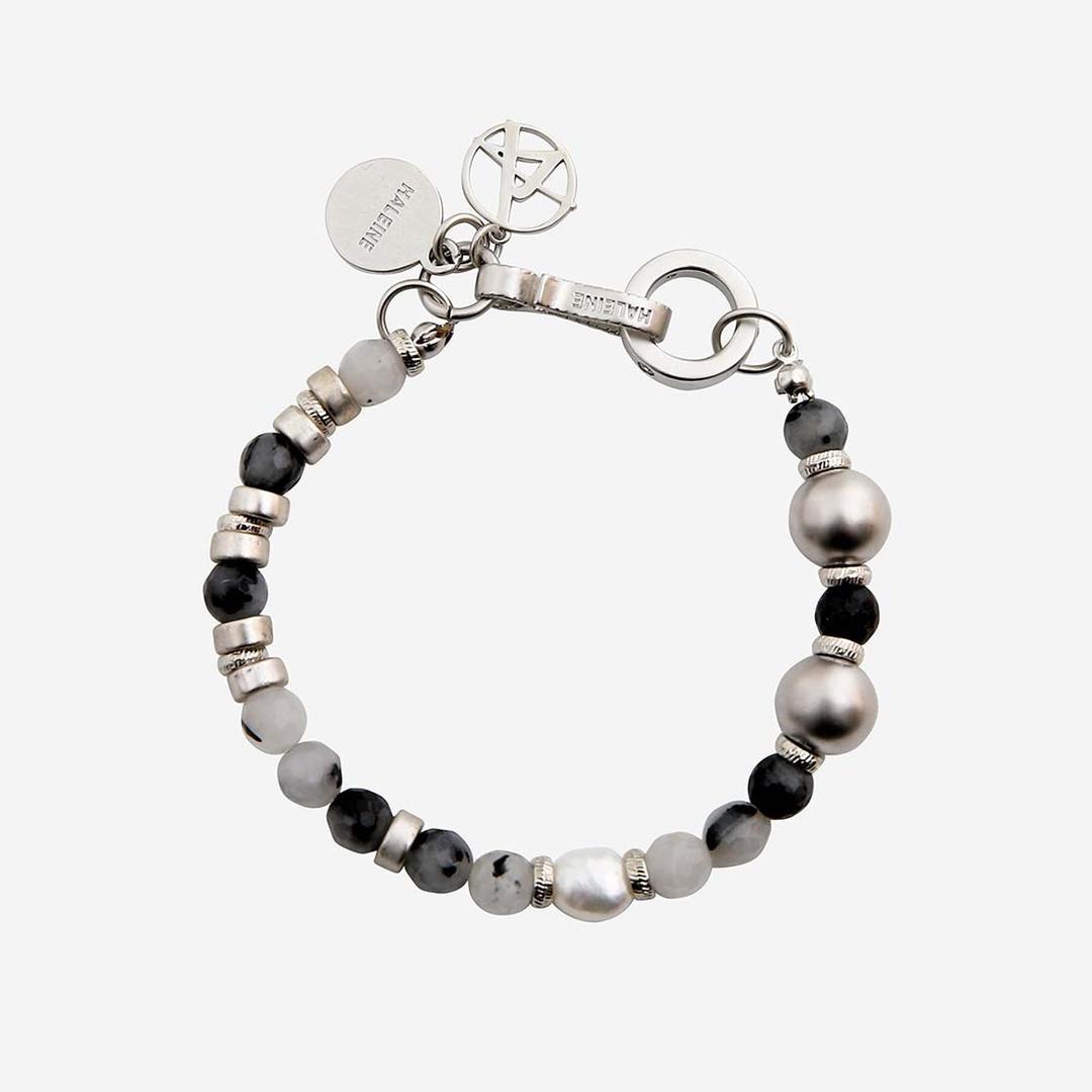 Haleine Gemstone Metal Bracelet Black (VA207)