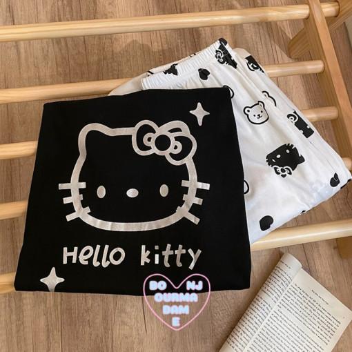 블랙키티 반팔 파자마 세트 수면잠옷