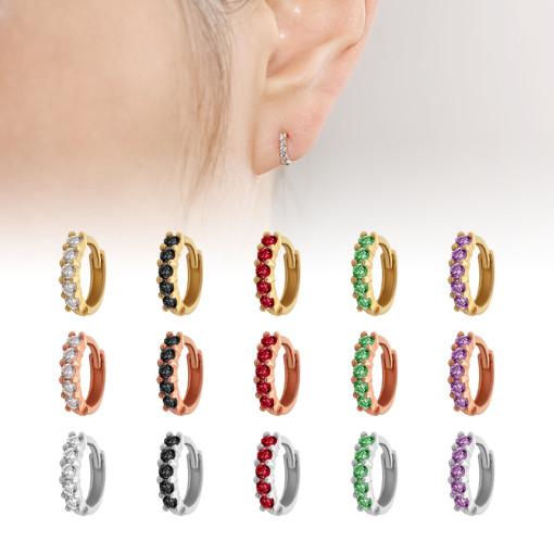 14K 이너컨츠 링피어싱 귓바퀴 데일리 큐빅 원터치 귀걸이 7mm 소