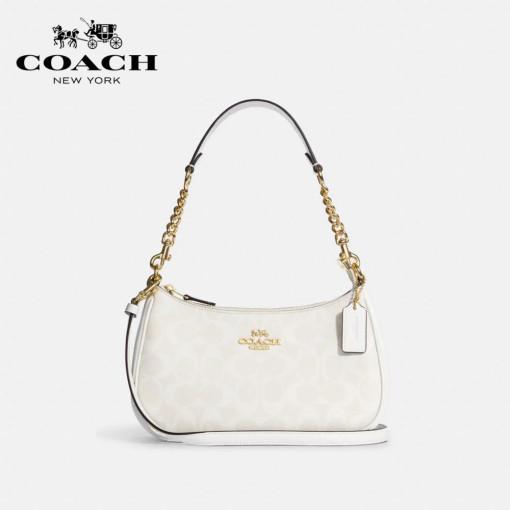 [미국아울렛] 코치 여성 시그니처 캔버스 테리 숄더백 크로스백 미니 가방 미니백 화이트