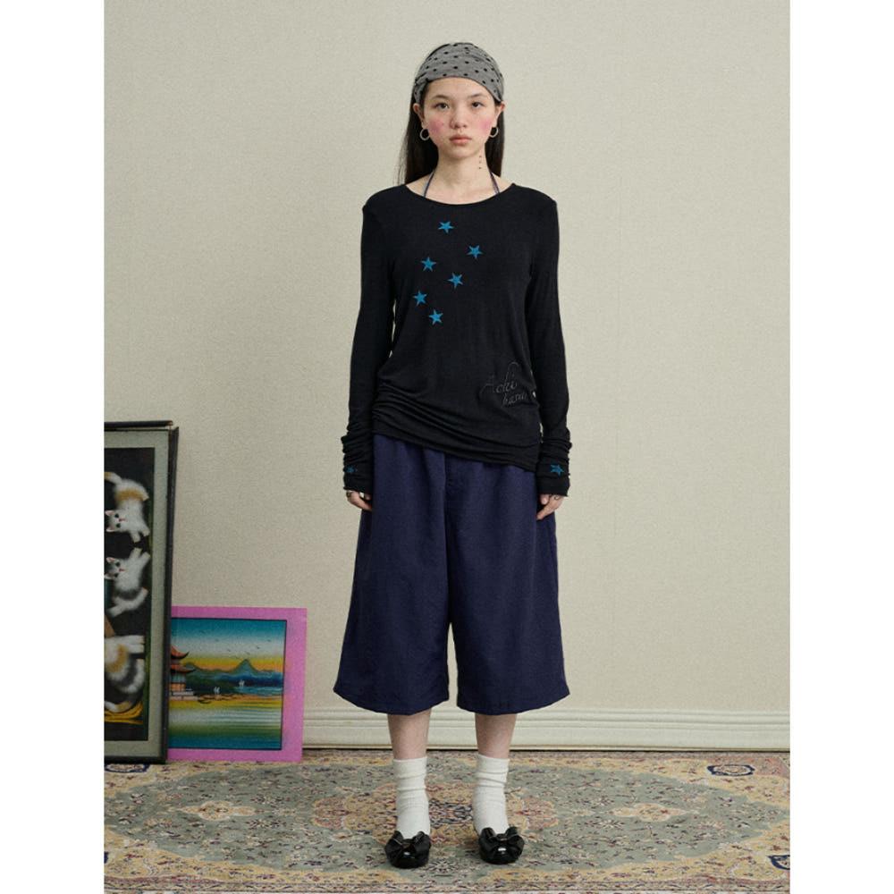 ACHIHARA 아치하라 티셔츠 긴팔 스타 마스크 프린트 티셔츠