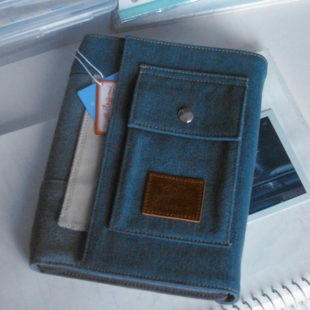 데님 다이어리 북커버 B6 가죽 패치 커버 속지 세트