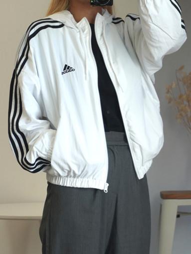 아디다스 에센셜 3S 바람막이 크롭 우븐 자켓 블랙 화이트 모브 3컬러