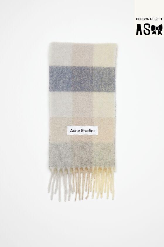 Mohair checked scarf - Vanilla/beige/lavender
