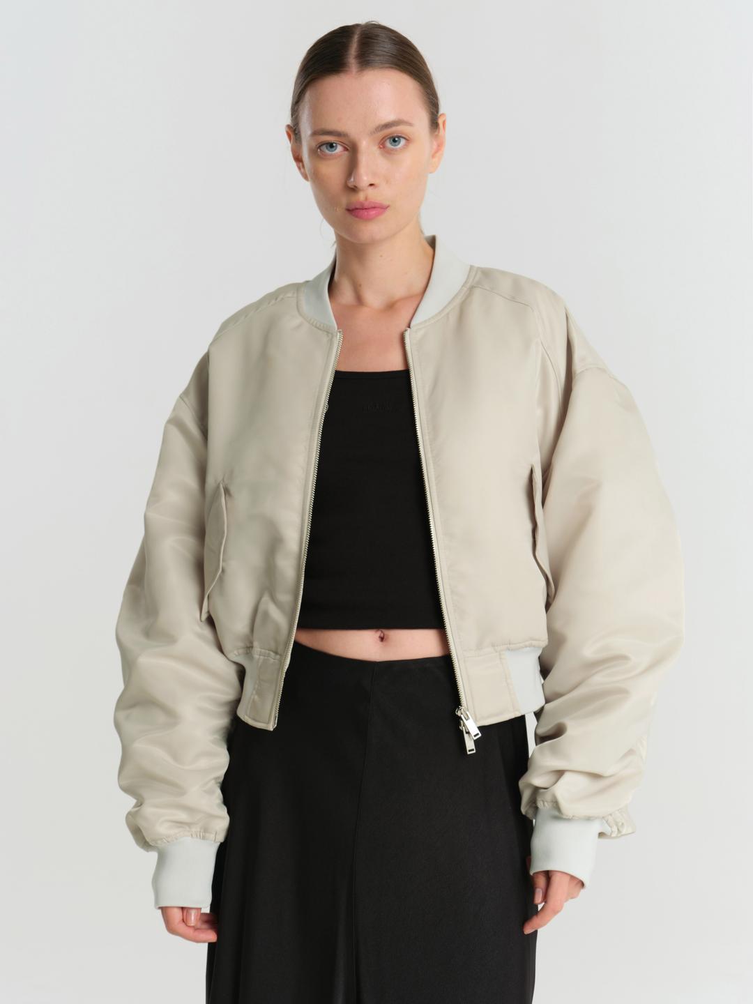 글로시 블루종 점퍼 - 라이트 카키J243MJP001