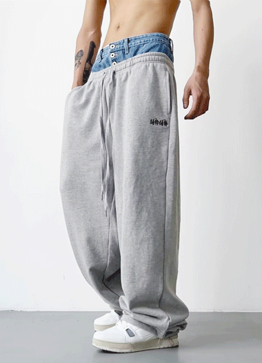 리로이 데님 레이어드 트레이닝 팬츠