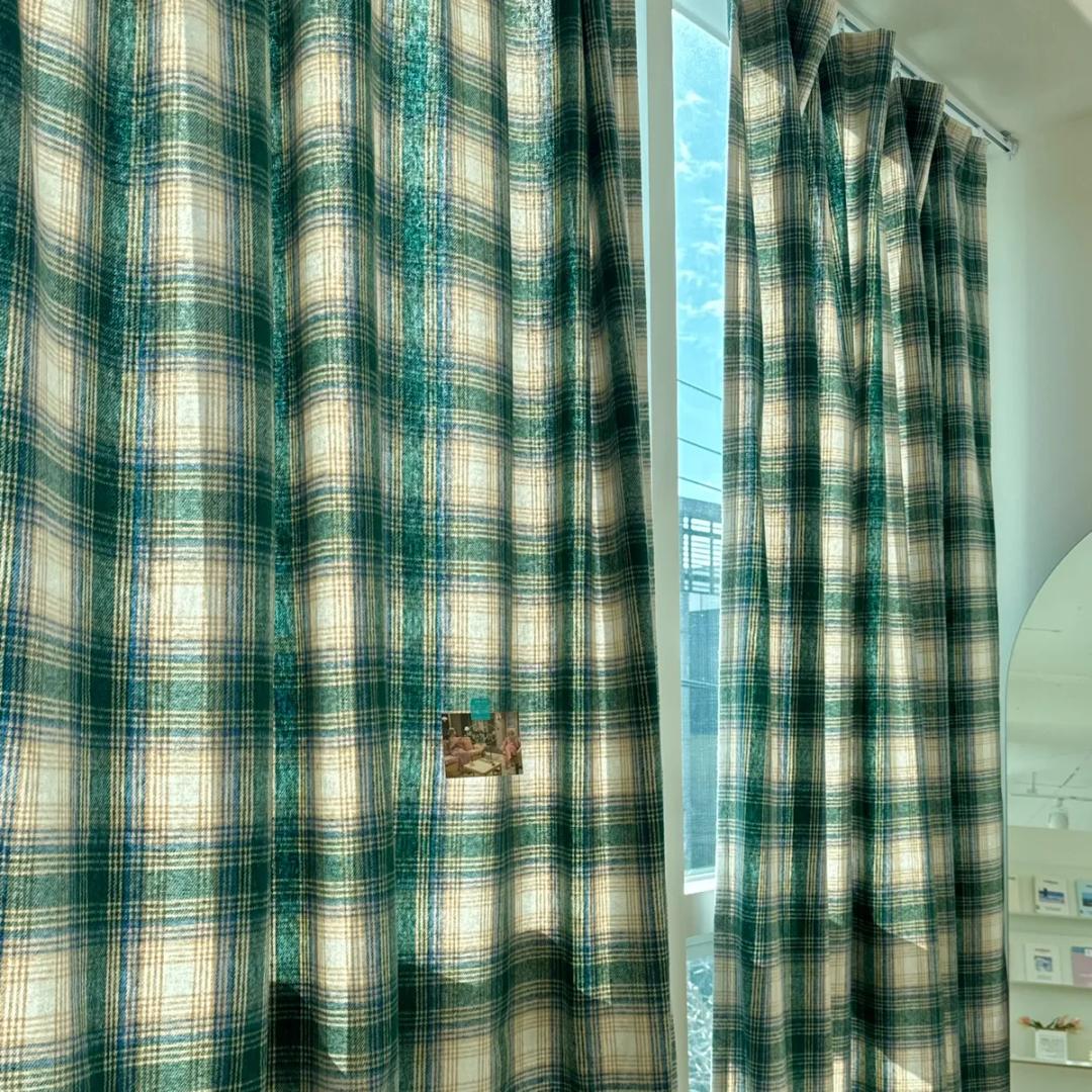 그리고낭만(ANDROMAN)  green blue check curtain - 후기 | 무신사