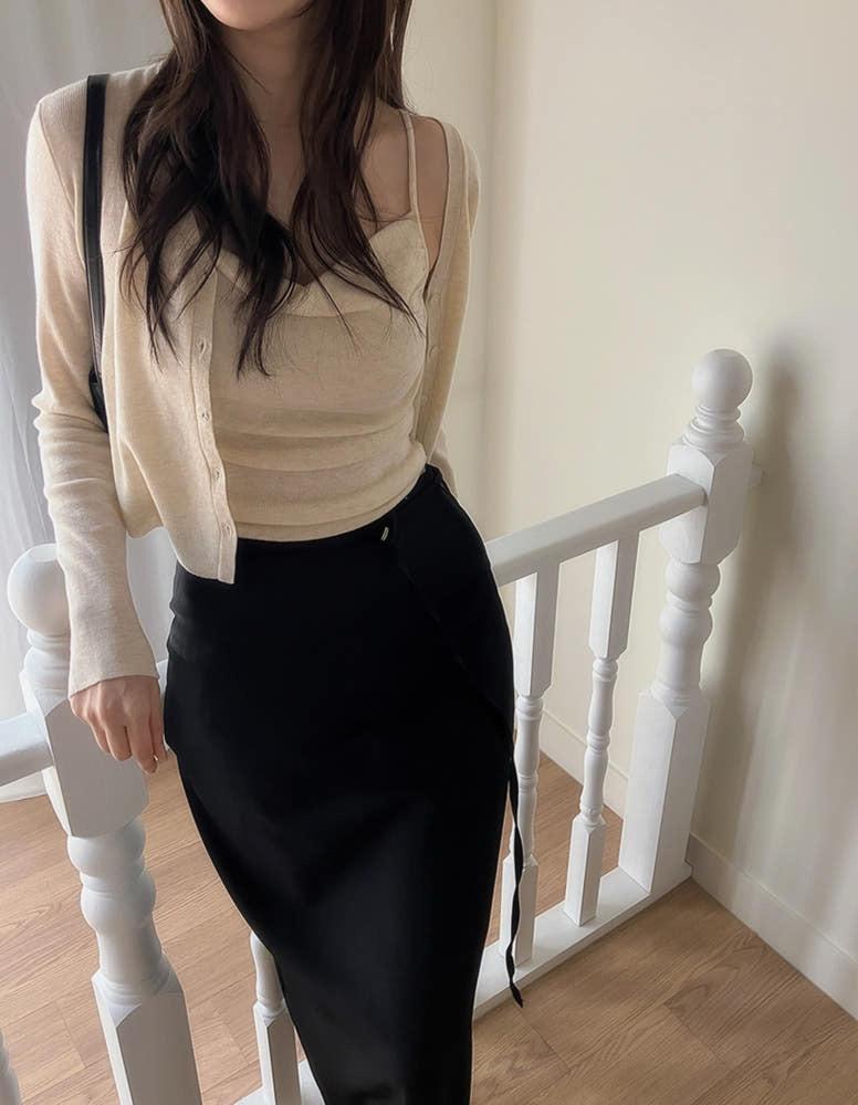 로수 셔링 나시 가디건 세트