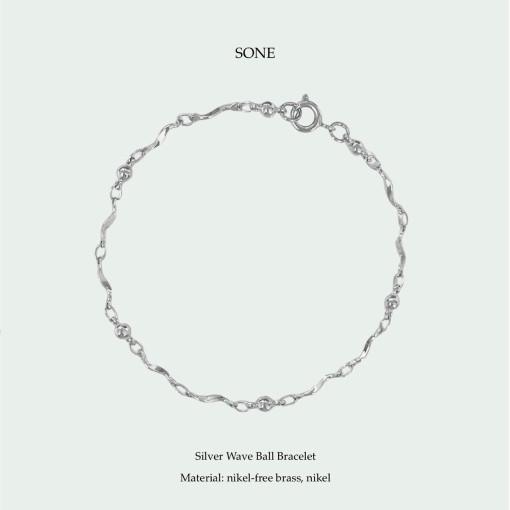 Wave ball bracelet silver