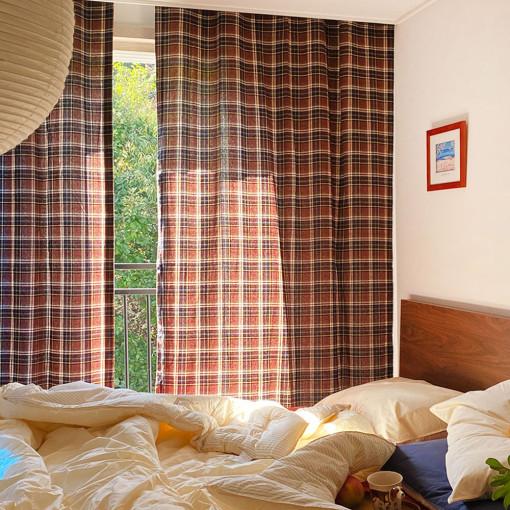 맞춤 브로디 겨울 방한 암막 체크커튼