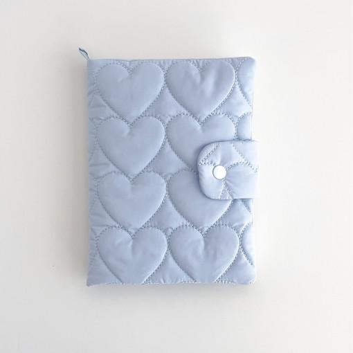 블루 하트 패브릭 다이어리커버 북커버 a6 b6 a5