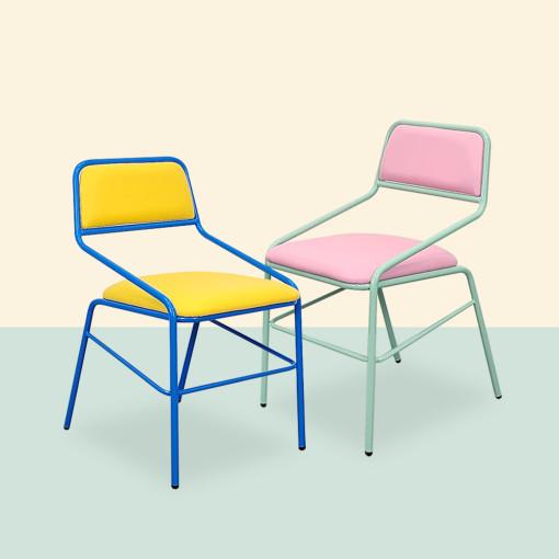 퍼프로드 카페의자 인테리어의자 디자인 의자 업소용 철제 가죽 패브릭 컬러 미들스낵체어