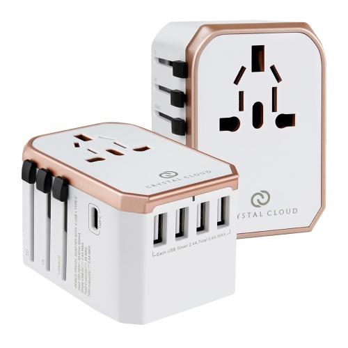 크리스탈클라우드 5포트 USB 5.6A 전세계 여행용 해외 멀티 플러그 어댑터
