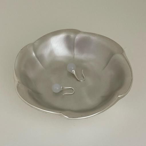 [당일] 실버925 white jade earing 데일리 심플 백옥 귀걸이 천연 원석 드롭귀걸이