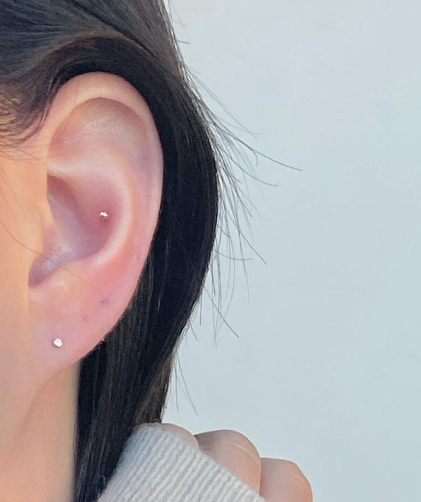 14K 금 초미니 1mm 큐빅 피어싱 얇은