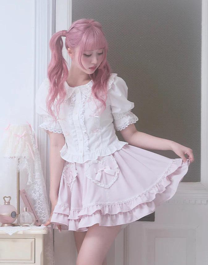 Heart frill skirt／Fiorforte - WHITE / FREE
