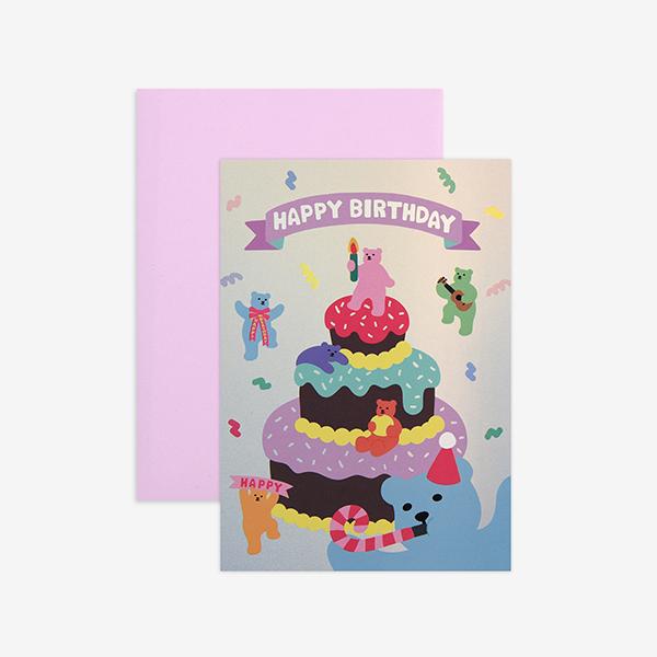 홀로그램 카드 (젤리 베어) - 01 Happy birthday