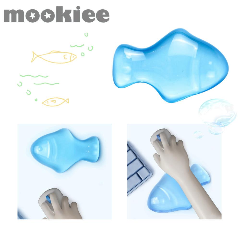 무키이 귀여운 물고기 마우스 손목 보호대 실리콘 젤 손목 받침대 블루
