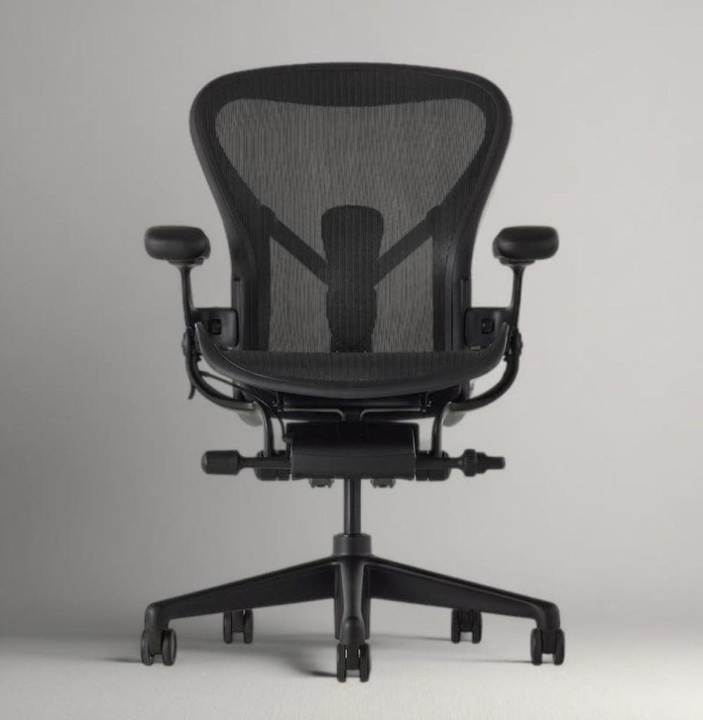 허먼밀러 뉴 에어론 풀체어 그래파이트 B Size 컴퓨터 책상 의자(헤드레스트 쿠션 포함)
