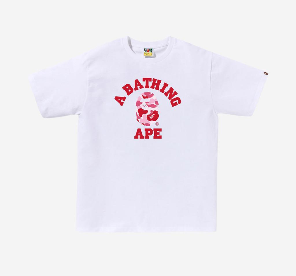 BAPE ABC Camo College T-Shirt White Pink