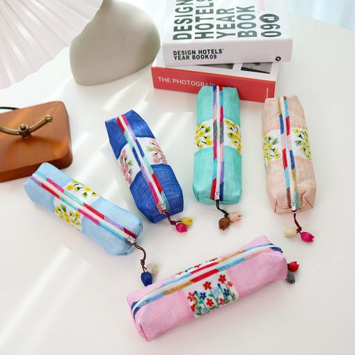 고급 모시 야생화손자수 필통T 전통 예쁜 파우치 외국인선물 한국기념품