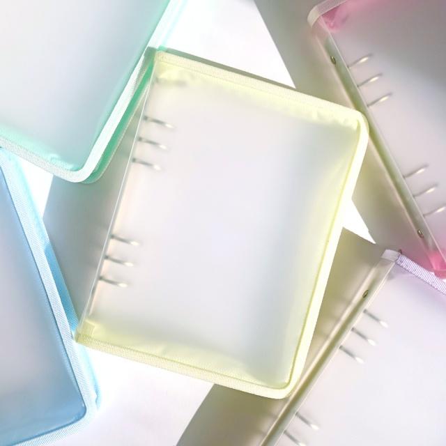 6공다이어리 반투명 지퍼 커버 파스텔 시리즈