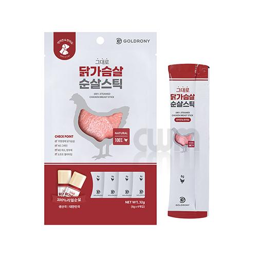 (DOG/CAT)골드로니 그대로 순살스틱 닭가슴살 4 stick