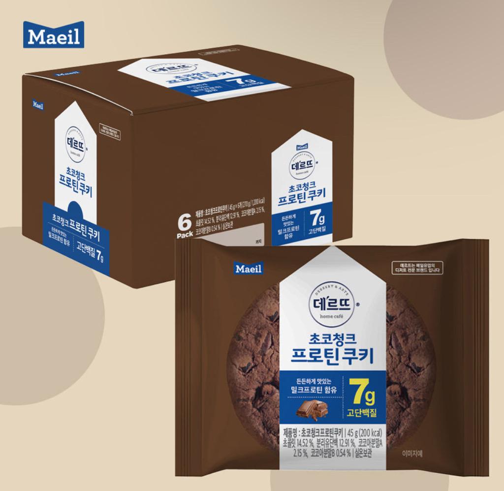 매일유업 데르뜨 초코청크 프로틴쿠키 1팩 (6개입)
