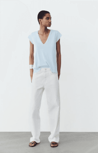 V-NECK COTTON T-SHIRT