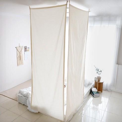 까사베르데 광목 린 투고리형 커튼 패브릭 공간분리 파티션 - 거실커튼 | 쿠팡