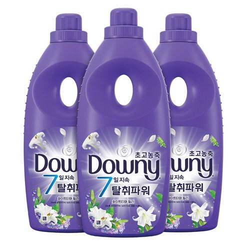 다우니 7일 지속 탈취파워 초고농축 섬유유연제 화이트티와 릴리향 본품, 1.05L, 3개 - 액체섬유유연제 | 쿠팡