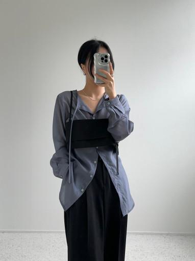 아더 시스루 실키 블라우스 (소라)