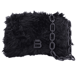 Black Faux Fur Balenciaga Shoulder Bag