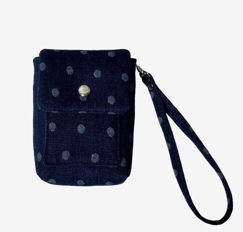 데님 도트 카메라 파우치