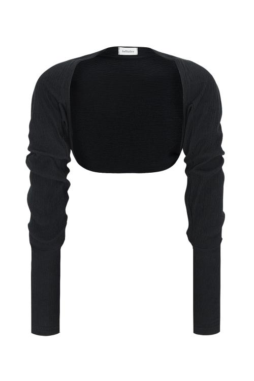 COTTON BASIC BOLERO-BLACK