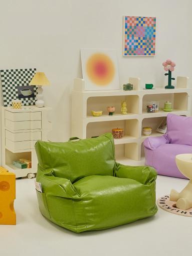 가죽 빈백 인조가죽 원룸 귀여운 소파 그린 스몰