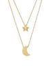 14K Yellow Gold Star and Moon Necklace