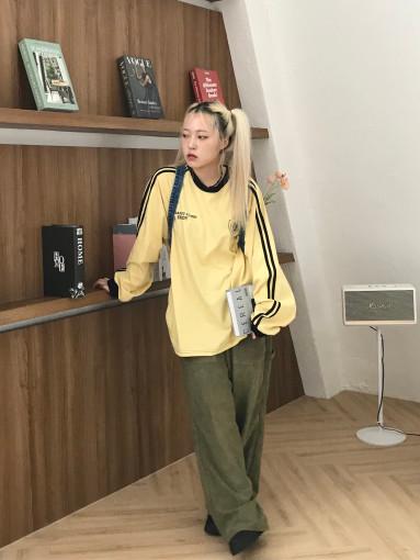 [아이유님 착용] Sporty sleeve top 스포티 트랙탑 롱슬리브 탑 티셔츠