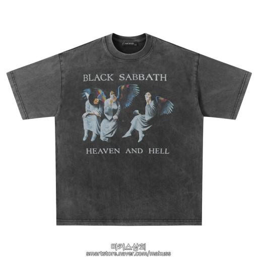빈티지 워싱 블랙사바스 Black Sabbath Heaven & Hell 반팔티셔츠 루즈핏